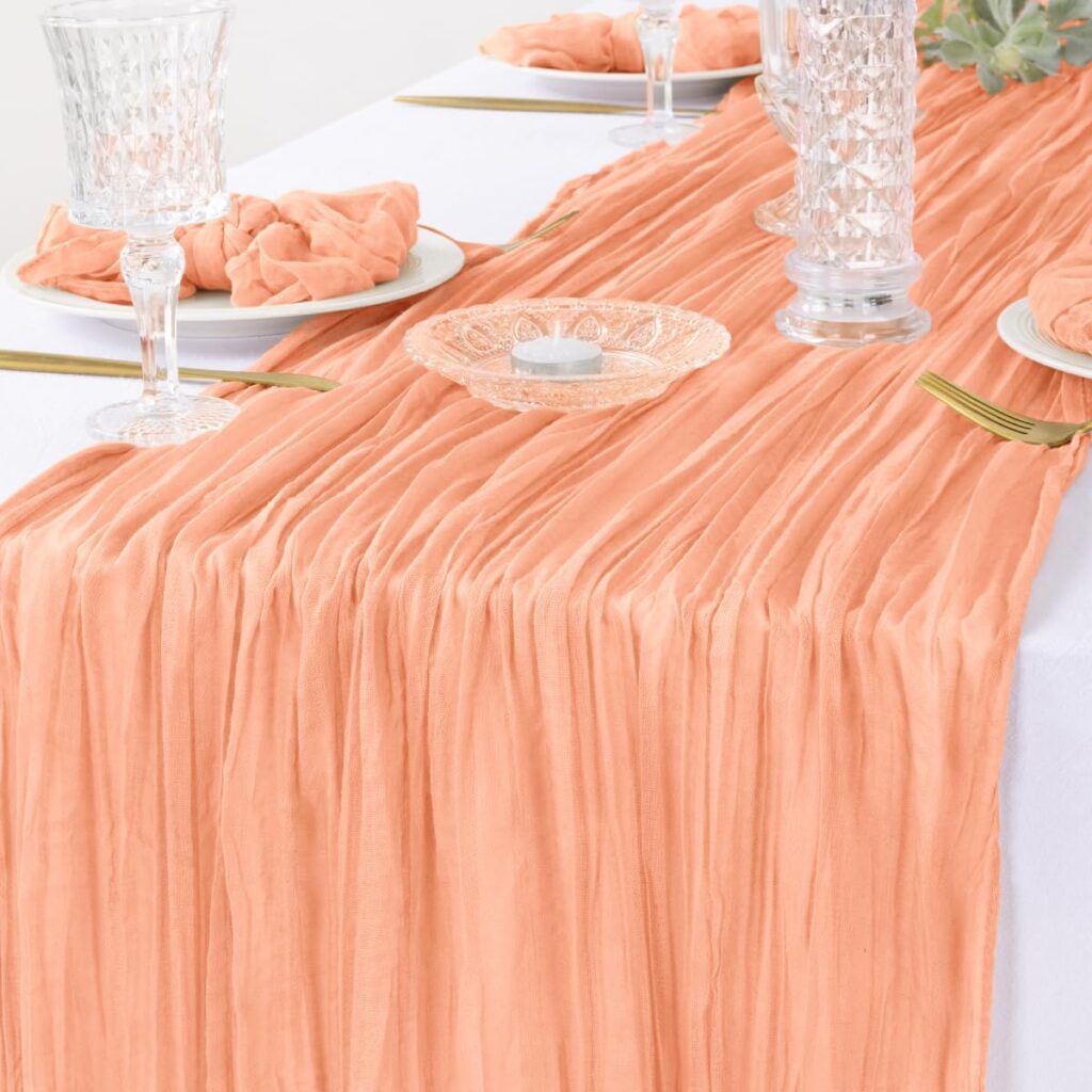 fall wedding color palette peach table runners